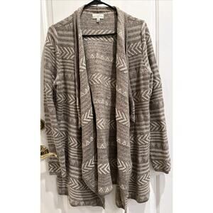 Lucky Brand Cardigan Sweater Aztec Ladies L Front Multi Boho Hippie Gorpcore